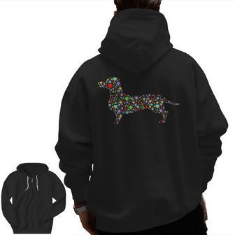 Dachshund Heart Silhouette Owner Dachshunds Dog Lover Zip Up Hoodie Back Print | Mazezy