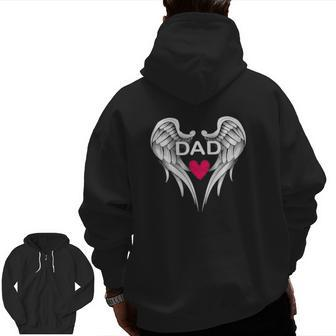 Dad Angel Wings With Heart Dad Angel Zip Up Hoodie Back Print | Mazezy