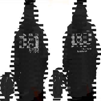 Dad Est 2023 First Fathers Day 2023 Promoted To Daddy Zip Up Hoodie Back Print | Mazezy