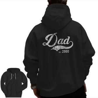 Dad Established In 2000 World's Best Father's Day Zip Up Hoodie Back Print | Mazezy