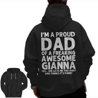 Dad Of Gianna Father's Day Personalized Name Joke Zip Up Hoodie Back Print | Mazezy AU