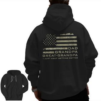 Dad Grandpa Great Grandpa Fathers Day Last Minute Zip Up Hoodie Back Print | Mazezy