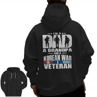 Dad A Grandpa And A Korean War Veteran Graphic Father Tee Zip Up Hoodie Back Print | Mazezy