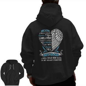 My Dad In Heaven Forever In My Heart In Memory Of Dad Zip Up Hoodie Back Print | Mazezy