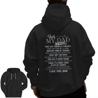 For My Dad In Heaven Zip Up Hoodie Back Print | Mazezy