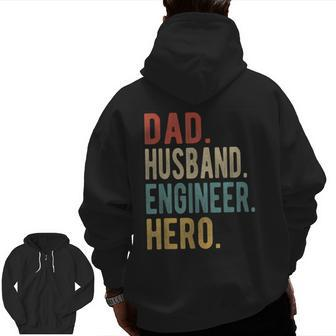 Dad Husband Engineer Hero Zip Up Hoodie Back Print | Mazezy
