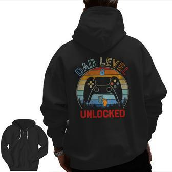 Dad Level Unlocked Soon To Be Dad Apparel Zip Up Hoodie Back Print | Mazezy CA