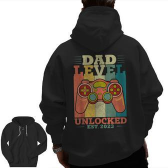 Dad Level Unlocked For Gamer Daddy Future Soon To Be New Dad Zip Up Hoodie Back Print | Mazezy