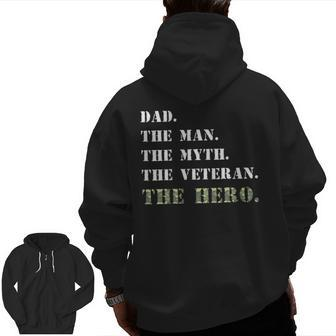 Dad The Man Myth Usa Veterans Day Camouflage Shirt Zip Up Hoodie Back Print | Mazezy