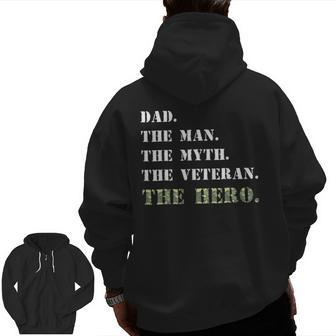 Dad The Man Myth Usa Veterans Day Camouflage Zip Up Hoodie Back Print | Mazezy