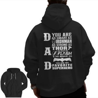 Dad Superhero Dad For Father's Day Essential Zip Up Hoodie Back Print | Mazezy
