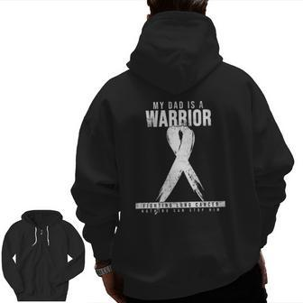 My Dad Is A Warrior Lung Cancer Awareness Zip Up Hoodie Back Print | Mazezy