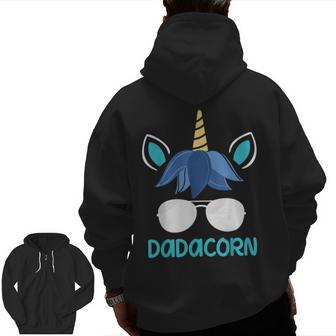 Dadacorn Dad Unicorn Face Father's Day Zip Up Hoodie Back Print | Mazezy CA