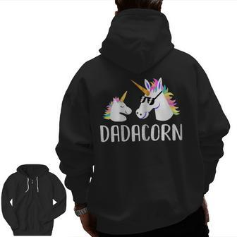 Dadacorn Unicorn Dad And Baby Fathers Day V2 Zip Up Hoodie Back Print | Mazezy