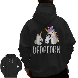 Dadacorn Unicorn Dad And Baby Fathers Day V4 Zip Up Hoodie Back Print | Mazezy