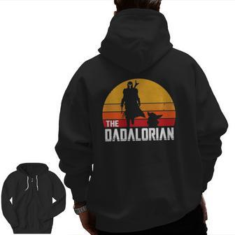 The Dadalorian Father's Day Retro Vintage Father's Day Zip Up Hoodie Back Print | Mazezy