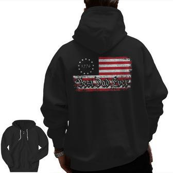 For Daddy 1776 Usa Flag Best Dad Ever American Zip Up Hoodie Back Print | Mazezy