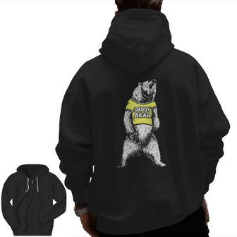 Daddy Bear Roaring Grizzly Fathers Day Protective Dad Zip Up Hoodie Back Print | Mazezy