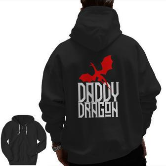 Daddy Dragon Matching Family Tribe Red Dad Father Zip Up Hoodie Back Print | Mazezy