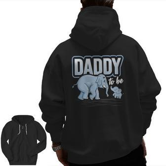 Daddy To Be Elephant Baby Shower Pregnancy Soon To Be Zip Up Hoodie Back Print | Mazezy