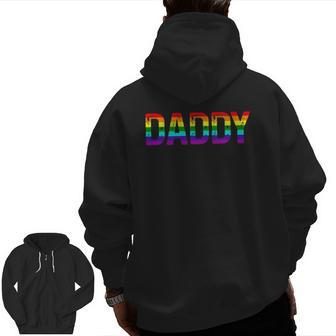 Daddy Gay Pride Month Lgbtq Fathers Day Rainbow Flag Queer Zip Up Hoodie Back Print | Mazezy AU