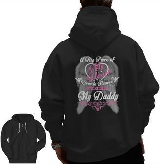 For My Daddy Lives In Heaven My Daddy Guardian Angel Zip Up Hoodie Back Print | Mazezy