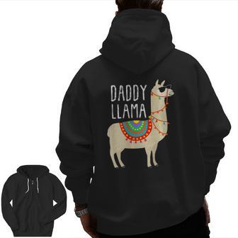 Daddy Llama For Men Papa Zip Up Hoodie Back Print | Mazezy