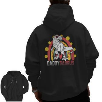 Daddy Saurusrex Dinosaur Father's Day Family Matching Zip Up Hoodie Back Print | Mazezy