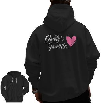 Daddy's Favorite For Daughter Heart Zip Up Hoodie Back Print | Mazezy