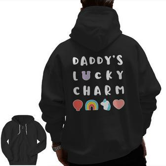 Daddy's Lucky Charm Saint Patrick's Day Marshmallow Zip Up Hoodie Back Print | Mazezy