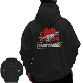 Daddysaurus Dadrex Dinosaur Cool Father's Day Family Zip Up Hoodie Back Print | Mazezy