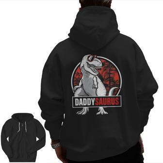 Daddysaurus Father's Day rex Daddy Saurus Men Zip Up Hoodie Back Print | Mazezy AU