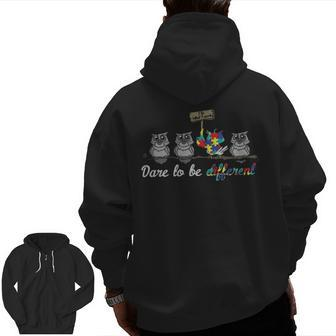 Dare To Be Different Owl Zip Up Hoodie Back Print | Mazezy