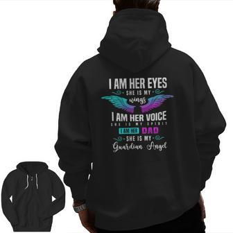 My Daughter Is My Guardian Angel Tee I Am Her Dad Grief Zip Up Hoodie Back Print | Mazezy