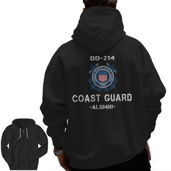 Dd214 Uscg Us Coast Guard Veteran Vintage Veteran Zip Up Hoodie Back Print | Mazezy
