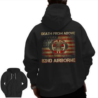 Death From Above 82Nd Airborne Division Veteran Zip Up Hoodie Back Print | Mazezy