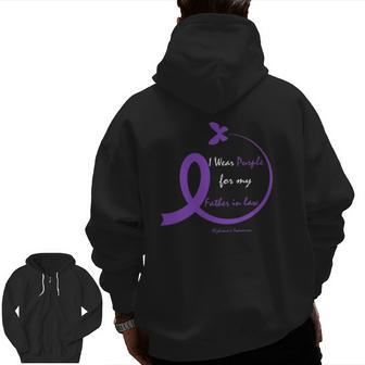 Dementia Dad Purple Father In Law Alzheimer's Awareness Zip Up Hoodie Back Print | Mazezy