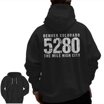 Denver Colorado Grunge Art 5280 T Zip Up Hoodie Back Print | Mazezy