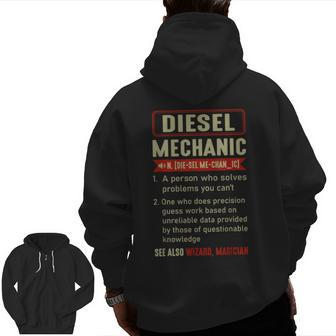 Diesel Mechanic Sayings Car Diesel For Dad Auto Garage Zip Up Hoodie Back Print | Mazezy AU