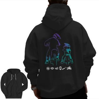 Dirt Bike Dad And Son Motocross Biking Plus Size Graphic Zip Up Hoodie Back Print | Mazezy