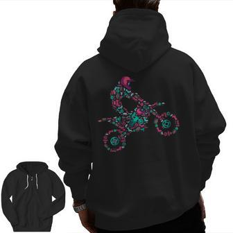 Dirt Bike Rider Motocross Enduro Dirt Biking Boy Zip Up Hoodie Back Print | Mazezy