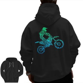 Dirt Bike Rider Motocross Enduro Dirt Biking Zip Up Hoodie Back Print | Mazezy