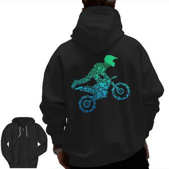 Dirt Bike Rider Motocross Enduro Dirt Biking Zip Up Hoodie Back Print | Mazezy