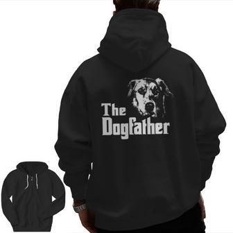 Dog Dad Dogfather Quote Zip Up Hoodie Back Print | Mazezy