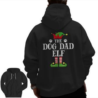 Dog Dad Elf Family Matching Christmas Group Elf Pajama Zip Up Hoodie Back Print | Mazezy
