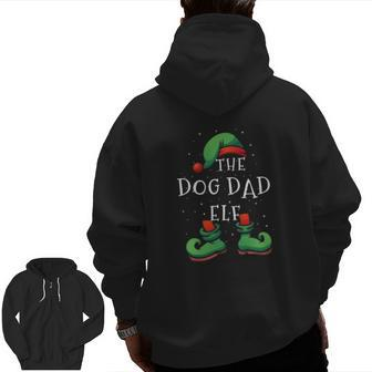Dog Dad Elf Matching Family Christmas Pajamas Zip Up Hoodie Back Print | Mazezy