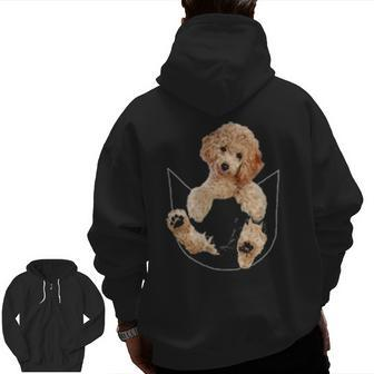 Dog Lovers Poodle In Pocket Dog Face Zip Up Hoodie Back Print | Mazezy