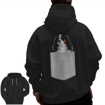 Dog In Your Pocket Cavalier King Charles Spaniels Zip Up Hoodie Back Print | Mazezy