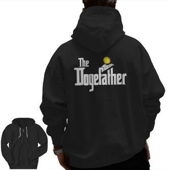 Dogecoin The Dogefather Cryptocurrency Father's Day Zip Up Hoodie Back Print | Mazezy