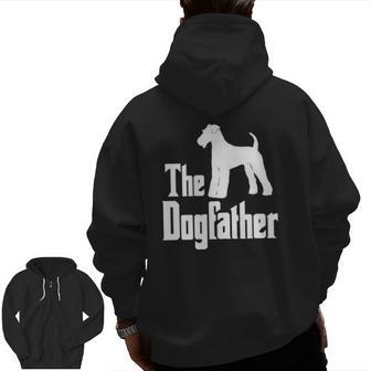 The Dogfather Airedale Terrier Silhouette Idea Classic Zip Up Hoodie Back Print | Mazezy